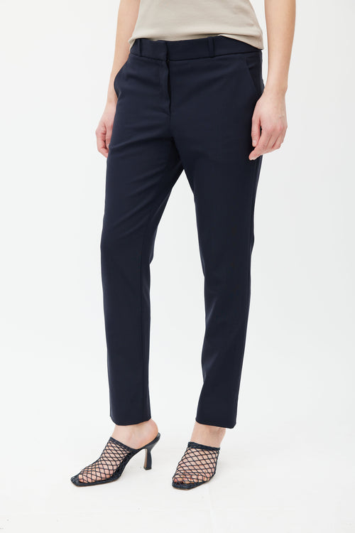 The Row Navy Wool Slim Trouser