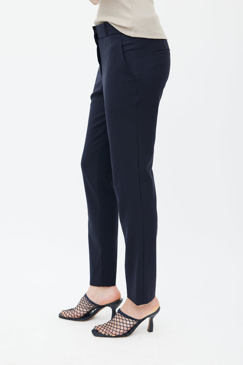 The Row Navy Wool Slim Trouser