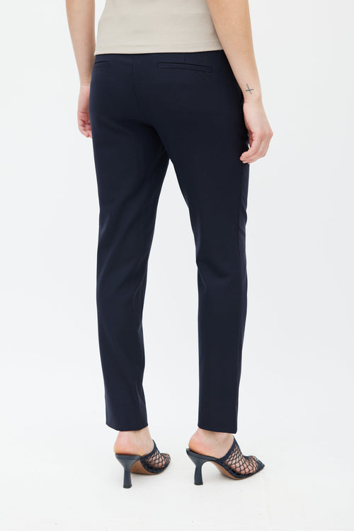 The Row Navy Wool Slim Trouser