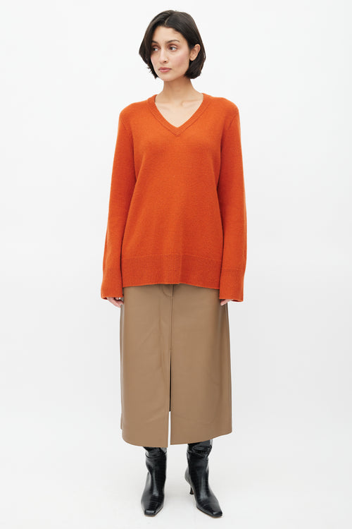 The Row Orange Wool Knit Sweater