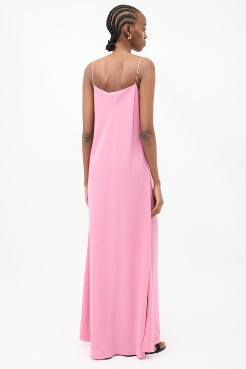 The Row Pink Silk Bell Sleeve Maxi Dress