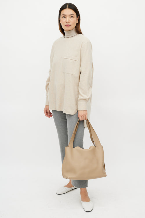 The Row Beige Duplex Leather Bag