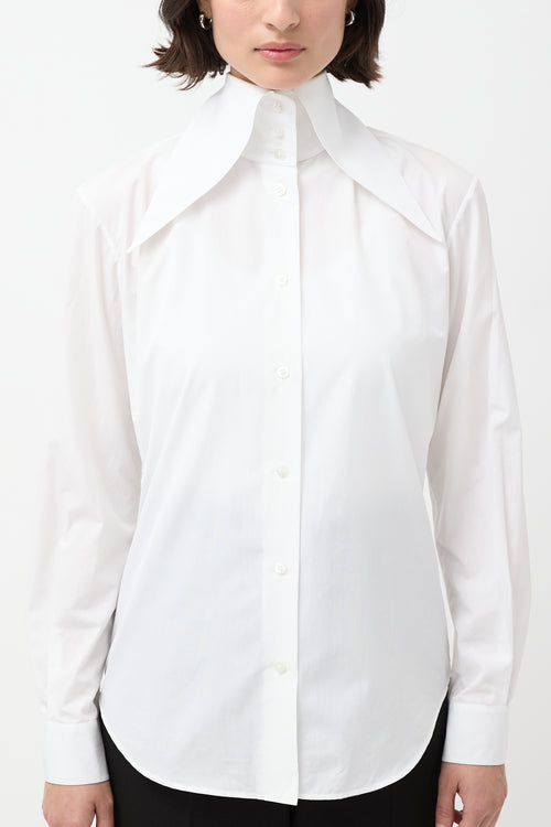 The Row White Cotton Armelle Spear Point Collar Shirt