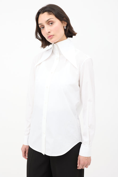 The Row White Cotton Armelle Spear Point Collar Shirt