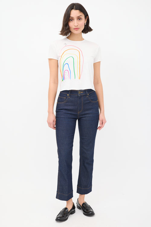 The Row White Cotton Rainbow Graphic T-Shirt