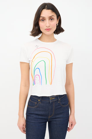 The Row White Cotton Rainbow Graphic T-Shirt