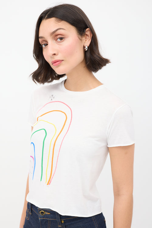 The Row White Cotton Rainbow Graphic T-Shirt