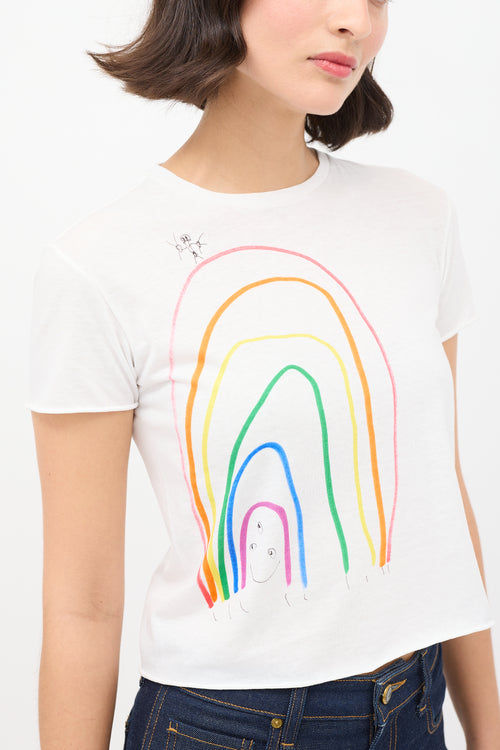 The Row White Cotton Rainbow Graphic T-Shirt