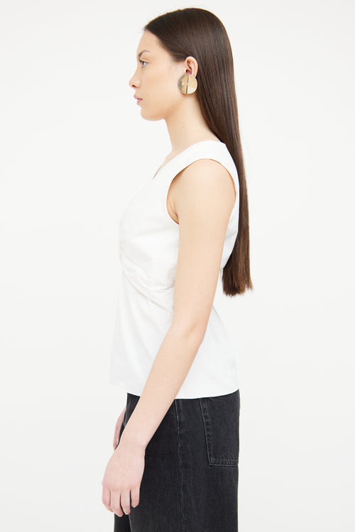 The Row White V Neck Twist Top