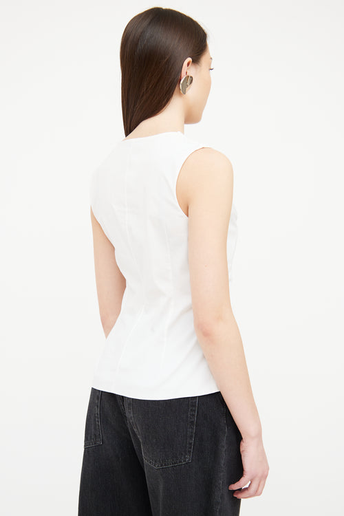 The Row White V Neck Twist Top