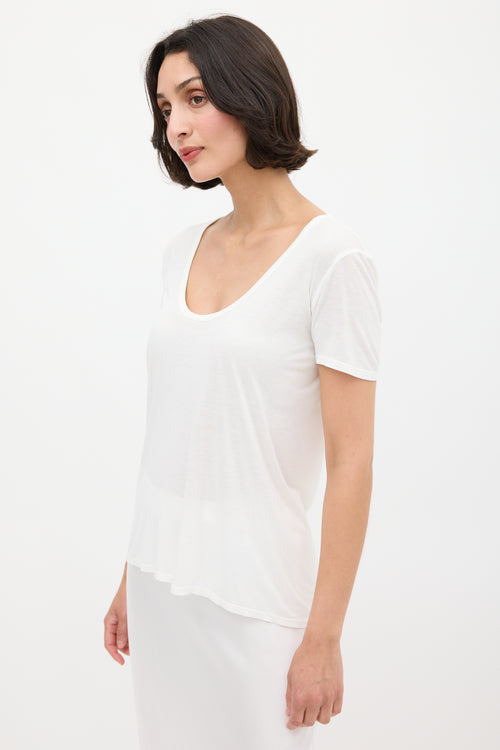 The Row White High Low T-Shirt