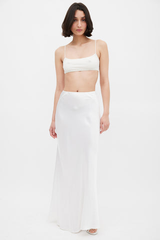 The Row White Silk Flori Bralette