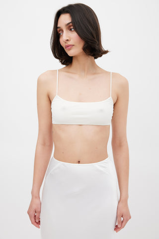 The Row White Silk Flori Bralette