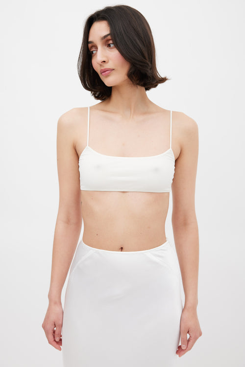 The Row White Silk Flori Bralette