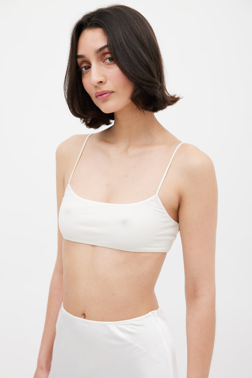 The Row White Silk Flori Bralette