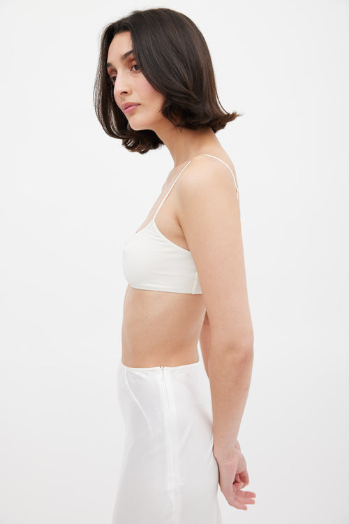 The Row White Silk Flori Bralette