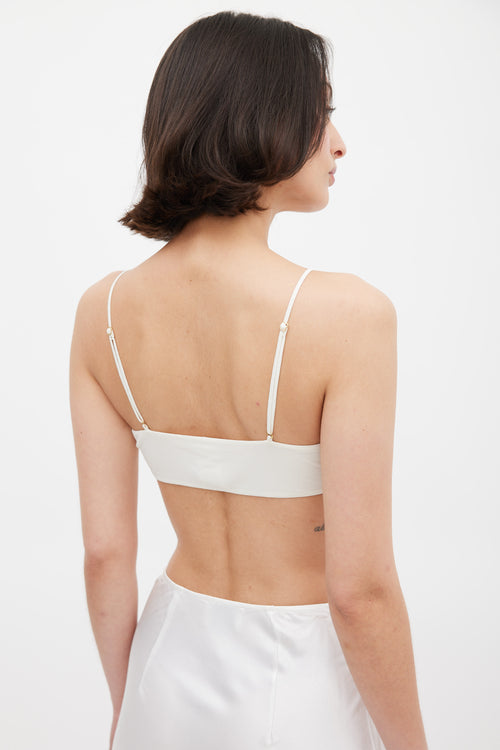 The Row White Silk Flori Bralette