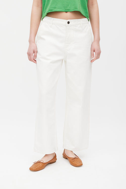 The Row White Wide Leg Carpenter Jeans