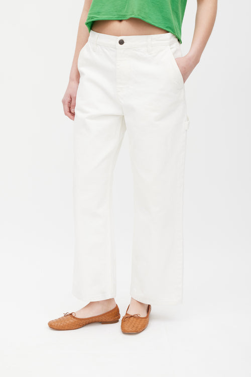 The Row White Wide Leg Carpenter Jeans