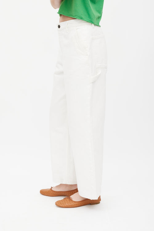 The Row White Wide Leg Carpenter Jeans