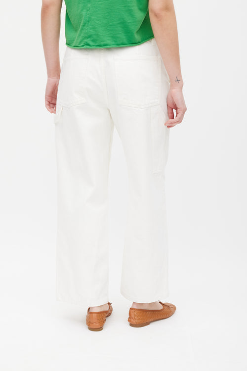 The Row White Wide Leg Carpenter Jeans