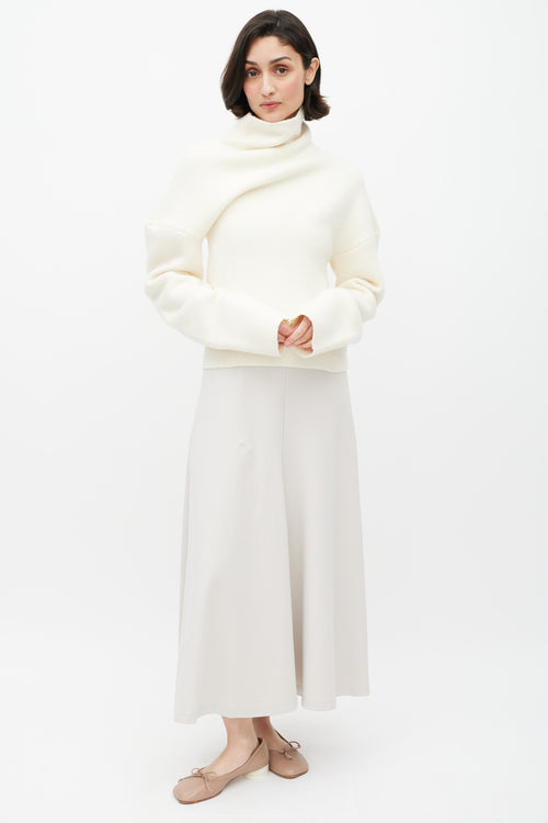 The Row White Wool Knit Turtleneck