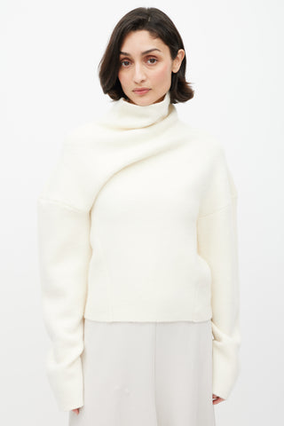 The Row White Wool Knit Turtleneck