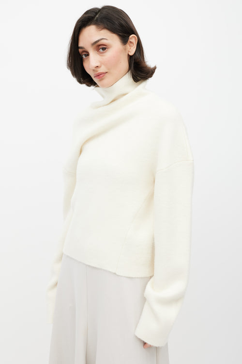 The Row White Wool Knit Turtleneck