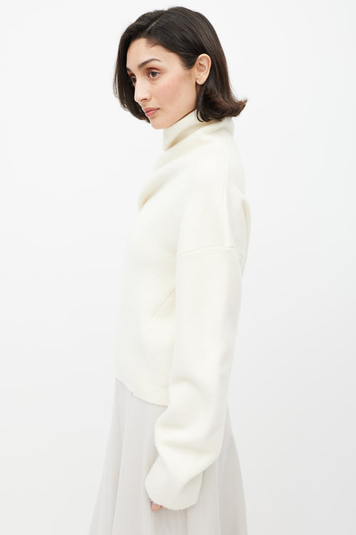 The Row White Wool Knit Turtleneck