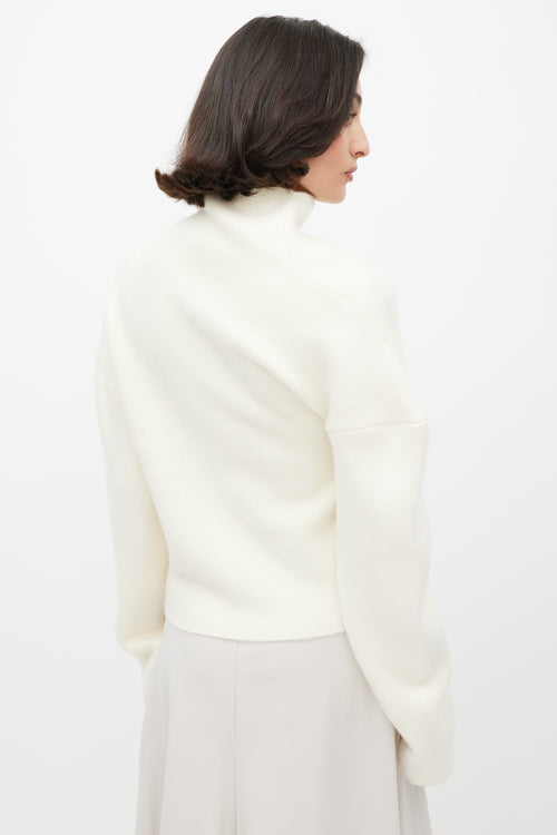 The Row White Wool Knit Turtleneck