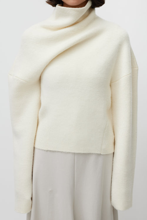 The Row White Wool Knit Turtleneck