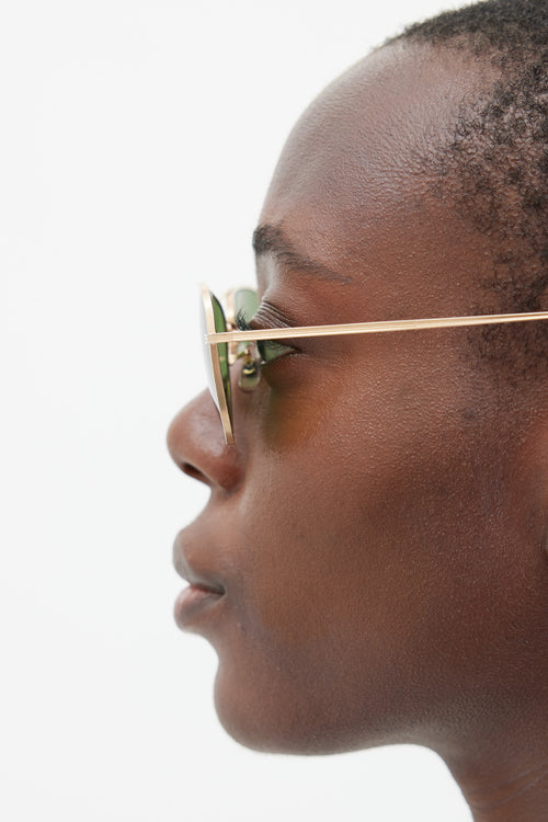 The Row X Oliver Peoples Gold Executive Suite Aviator Sunglasses