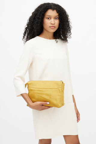 The Row Yellow Satin Zip Pouch