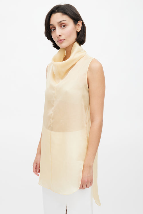 The Row Yellow Silk Turtleneck Tunic Top