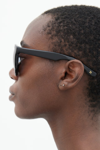 The Row x Linda Farrow Black Row/7/1 Oversized Round Sunglasses