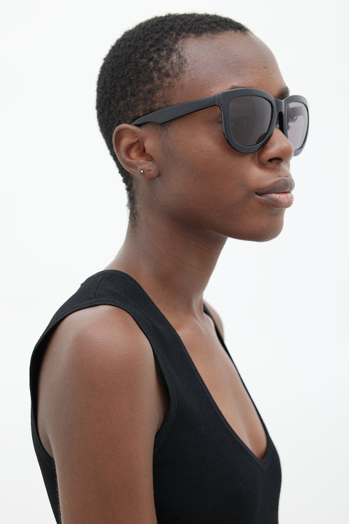 The Row x Linda Farrow Black Row/7/1 Oversized Round Sunglasses