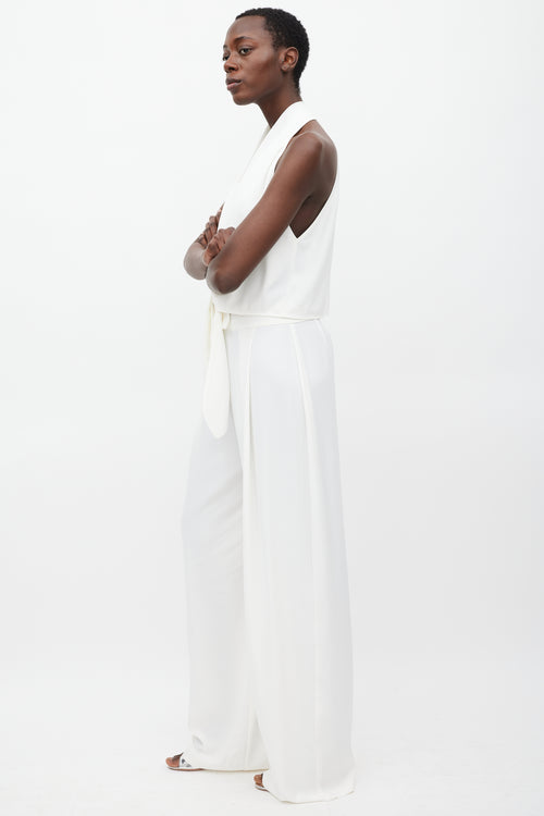 The Sei White V-Neck Tie Top 
Pant Set