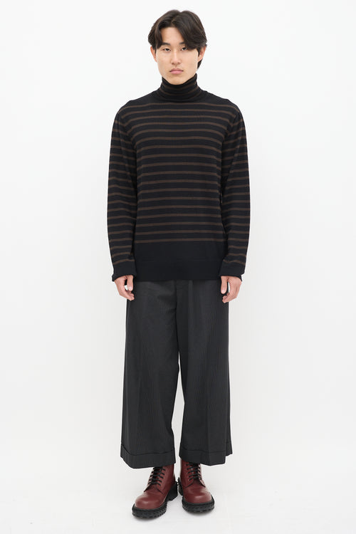 The Soloist Black 
Brown Wool Striped Turtleneck