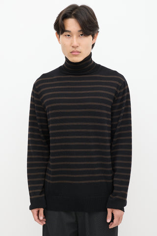 The Soloist Black 
Brown Wool Striped Turtleneck