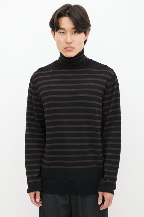 The Soloist Black 
Brown Wool Striped Turtleneck