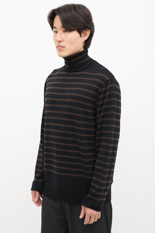 The Soloist Black 
Brown Wool Striped Turtleneck