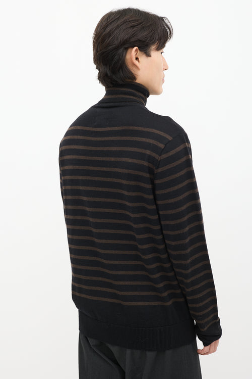 The Soloist Black 
Brown Wool Striped Turtleneck