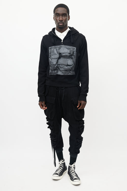 The Soloist Black Quarter Zip Cargo Hoodie