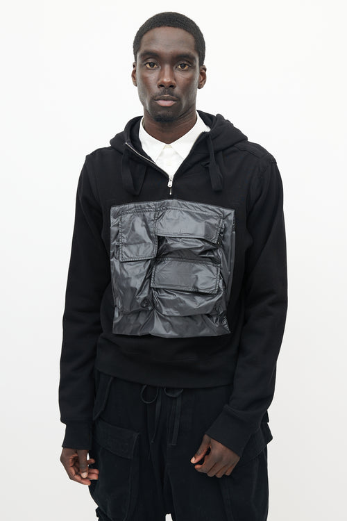 The Soloist Black Quarter Zip Cargo Hoodie