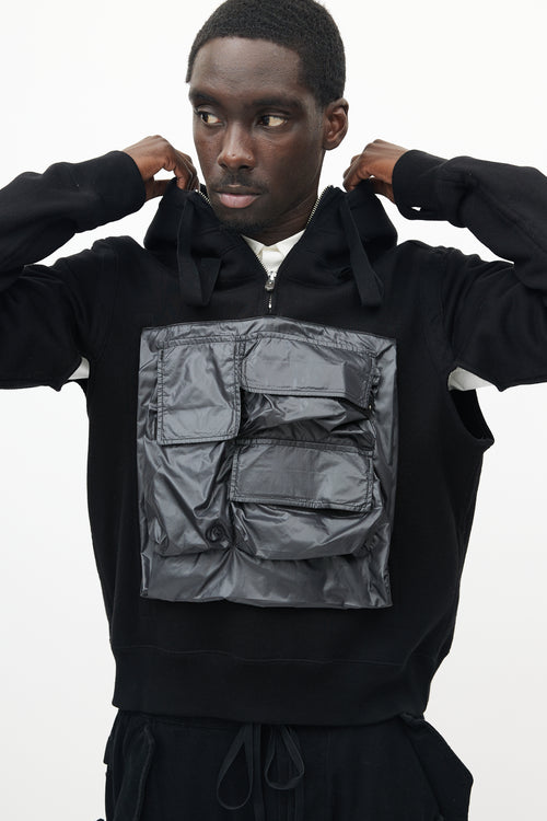 The Soloist Black Quarter Zip Cargo Hoodie