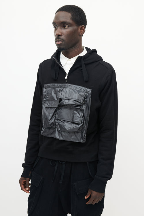 The Soloist Black Quarter Zip Cargo Hoodie