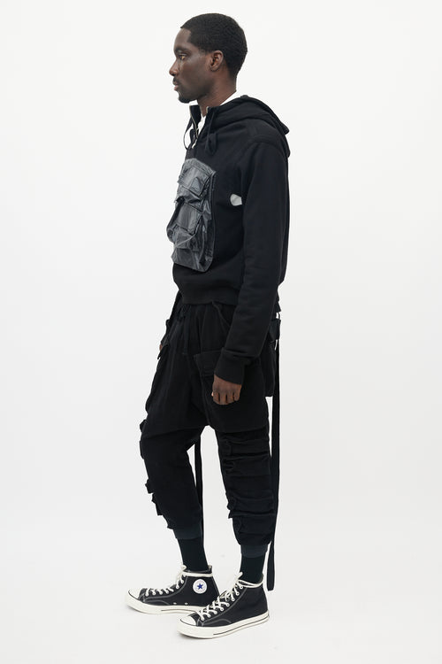 The Soloist Black Quarter Zip Cargo Hoodie