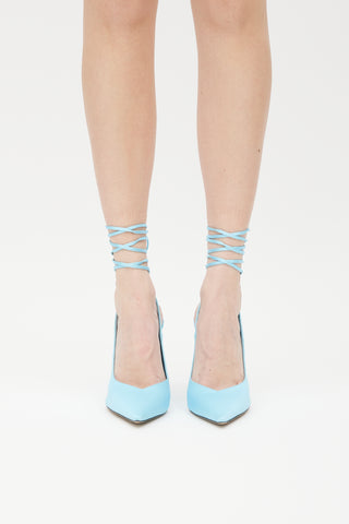 The Attico Blue Rhinestone Venus Slingback Heel