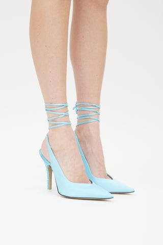 The Attico Blue Rhinestone Venus Slingback Heel