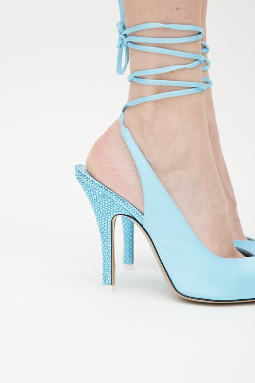 The Attico Blue Rhinestone Venus Slingback Heel